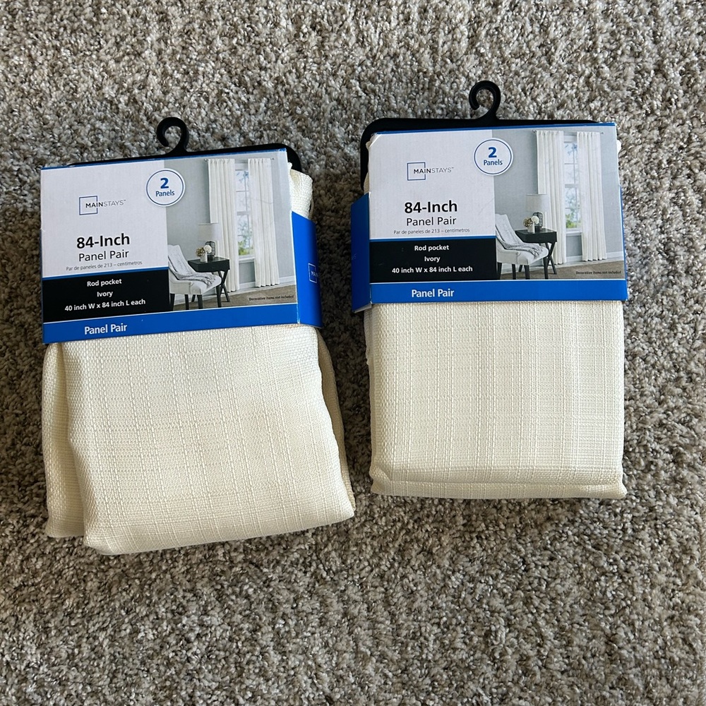 Lot of 2 Mainstays Curtain Packs NWT ivory 84-inch
